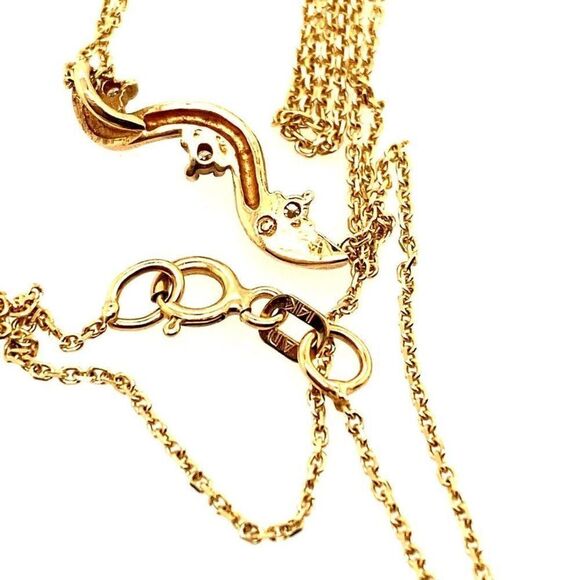 14k Diamond Wavy Pendant Necklace - Picture 7 of 11